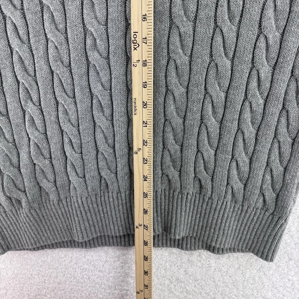 Polo Ralph Lauren Cable Knit Crewneck Sweater Mens XL Gray Cotton